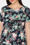 Coucou Maternity Woven Mid Length Nightdress With Side Zipper And Discreet Feeding - Navy Peony — thumbnail 5
